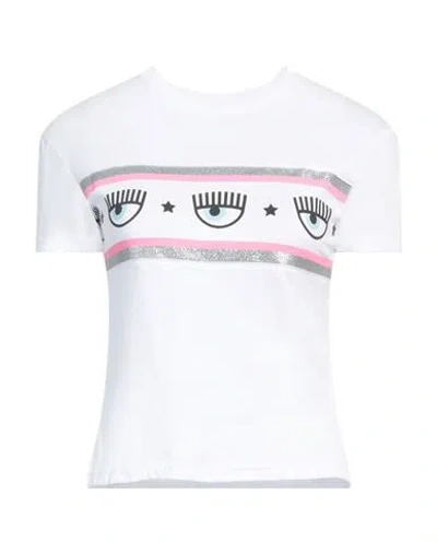 CHIARA FERRAGNI CHIARA FERRAGNI WOMAN T-SHIRT WHITE SIZE S COTTON