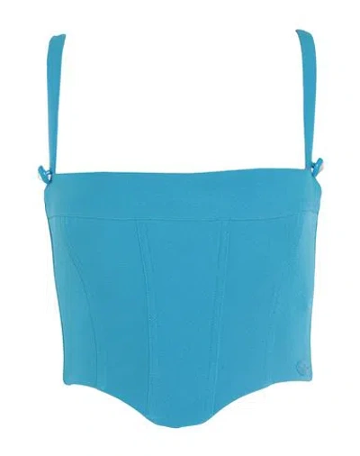 Chiara Ferragni Woman Top Azure Size 6 Polyester, Elastane In Blue