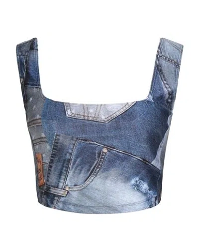 Chiara Ferragni Woman Top Blue Size M Polyester, Elastane