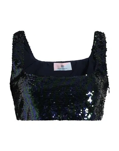 Chiara Ferragni Woman Top Midnight Blue Size 8 Polyester In Black