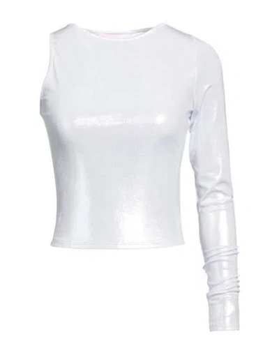 Chiara Ferragni Woman Top Silver Size S Polyester, Elastane In Metallic
