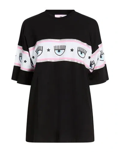 Chiara Ferragni Woman T-shirt Black Size Xl Cotton