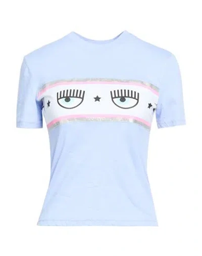 Chiara Ferragni Woman T-shirt Light Blue Size Xl Cotton