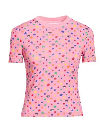 Chiara Ferragni Woman T-shirt Pink Size Xs Viscose, Elastane, Cotton In Multi