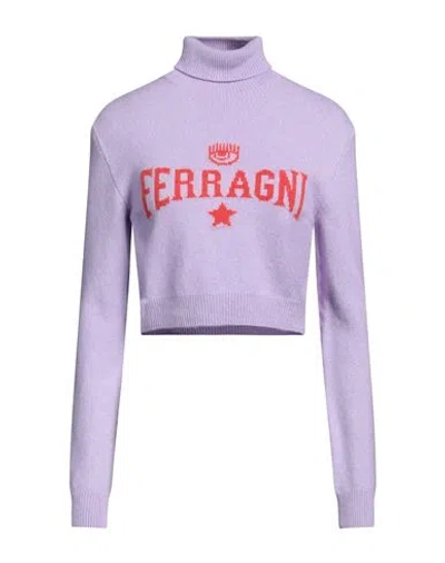 Chiara Ferragni Woman Turtleneck Light Purple Size M Wool, Viscose, Polyamide, Cashmere