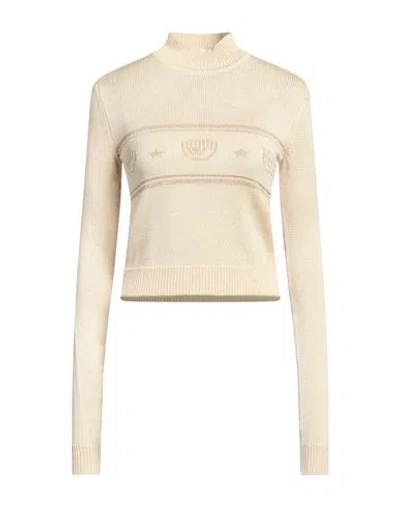 Chiara Ferragni Woman Turtleneck Platinum Size S Acrylic, Wool, Viscose, Polyester, Metallic Fiber In Grey