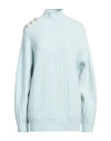 Chiara Ferragni Woman Turtleneck Sky Blue Size L Acrylic, Polyamide, Wool, Elastane