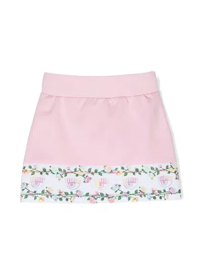 Chiara Ferragni Babies' X Monnalisa Eyelike-print Skirt In Pink