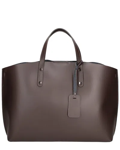 Chiara Ferretti Leather Shopper Tote In Brown