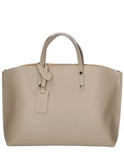 Chiara Ferretti Leather Shopper Tote In Brown