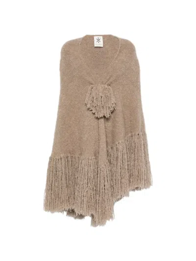 Chiara Is Fringed-hem Cape In Brown