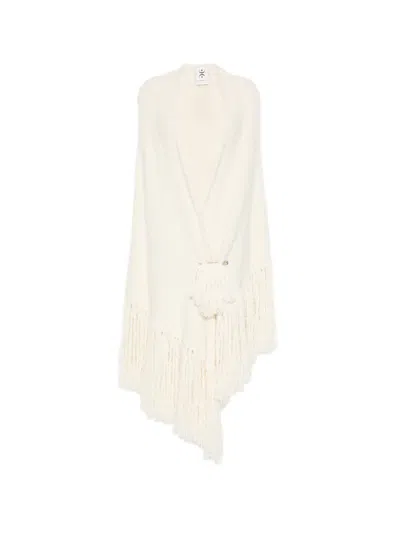 Chiara Is Fringe-trim Cape In White