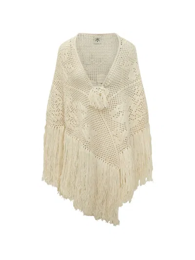 Chiara Is Peonia Crochet-knit Wool Shawl In Neutral