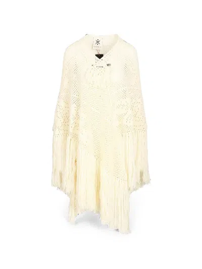 Chiara Is Peonia Fringed Crochet Scarf In Neutral