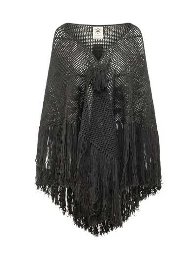 Chiara Is Peonia Shawl Scarf In Volcanic Black