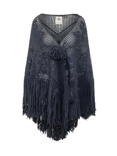 Chiara Is Peony-inspired Shawl Scarf In Midnight Blue
