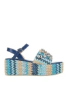 Chiara Pasquini Pasquini Woman Espadrilles Turquoise Size 8 Natural Raffia, Leather In Blue