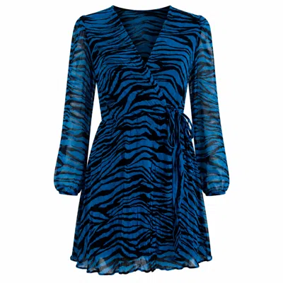Chiarella Women's Black / Blue Ade Dress- Zebra Print Blue