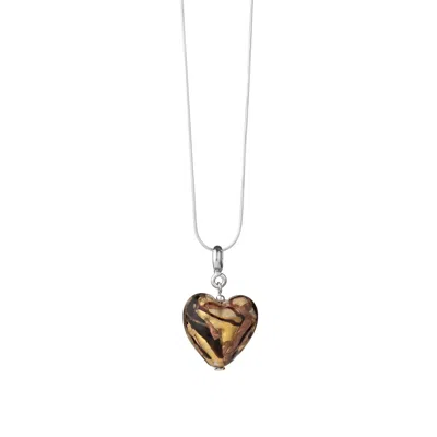 Chiarella Women's Black / Gold Murano Heart Magic Necklace- Black & Gold In Multi