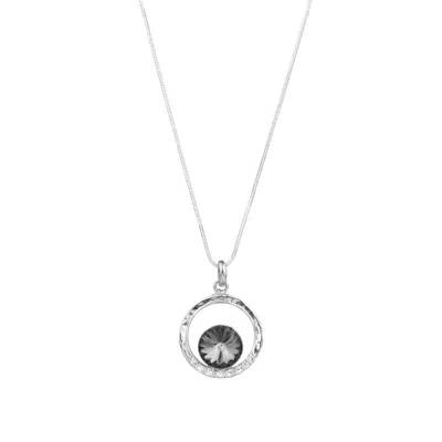 Chiarella Women's Black / Silver Radiant Circle Necklace – Black In Multi