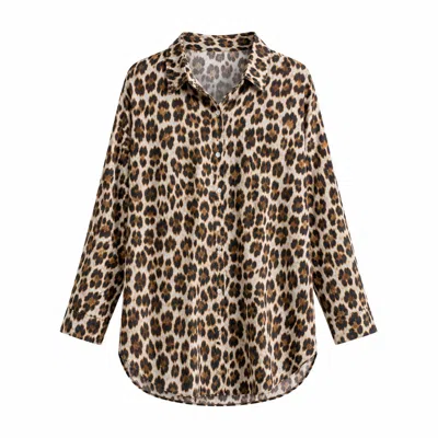 Chiarella Women's Black / Yellow Alma Beach Shirt – Leopard Print In Multi