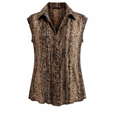 Chiarella Women's Brown Frida Blouse- Cobra Print