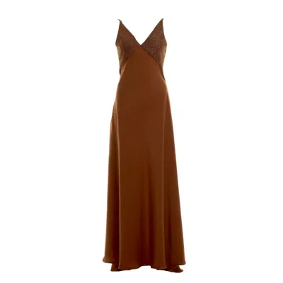 Chiarella Women's Brown / Orange Luxe Dress — Toffee Satin
