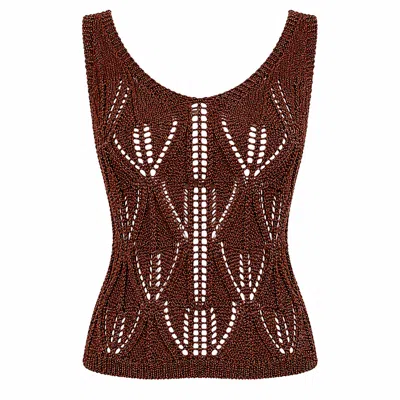 Chiarella Women's Brown Shim Knitted Top- Copper