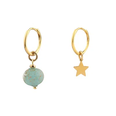 Chiarella Women's Gold / Blue Murano Glow Hoop Earrings - Light Blue In Multi