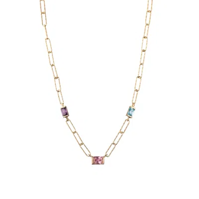 Chiarella Women's Gold Diamond-cut Chain Necklace With Colored Rectangles