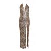 Chiarella Women's Gold Ruge Sequin Maxi Dress – Leopard Print In Gold