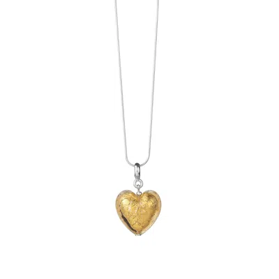 Chiarella Women's Gold / Silver Murano Heart Magic Necklace- Golden In Multi
