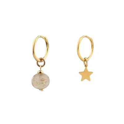 Chiarella Women's Gold / White Murano Glow Hoop Earrings- Blanco In Multi