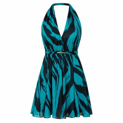 Chiarella Women's Green / Black Kiara Dress – Green Zebra Print In Green/black