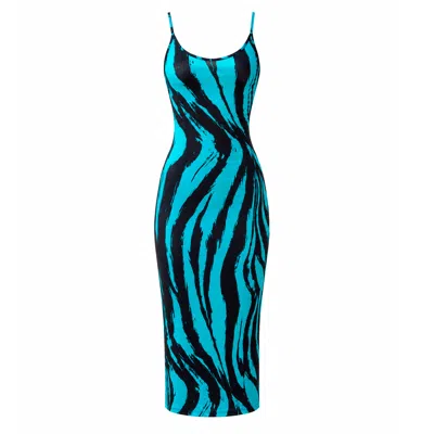 Chiarella Women's Green / Black Salma Dress – Green Zebra Print In Green/black