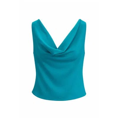 Chiarella Women's Green / Blue Frescia Satin Blouse – Aquamarine Green In Multi