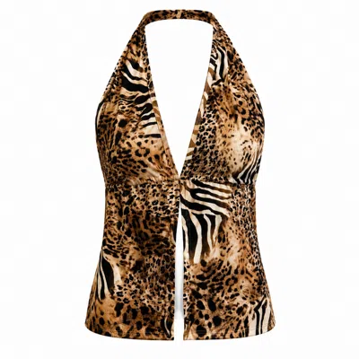 Chiarella Women's Nas Top- Leopard Print In Brown
