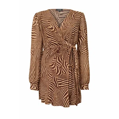 Chiarella Women's Neutrals Adele Dress- Zebra Print Beige In Sand