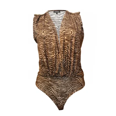 Chiarella Women's Neutrals Daria Bodysuit- Zebra Print Beige In Sand