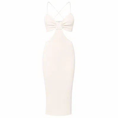 Chiarella Women's Neutrals Sunny Chic Midi Dress – Ecru In Sand