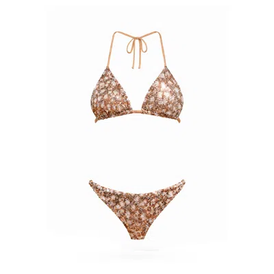 Chiarella Women's Orange Bambi Print Sequin Bikini- Bottom