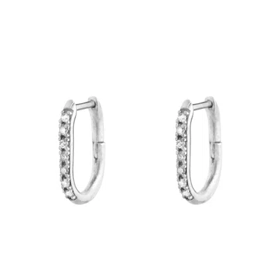 Chiarella Women's Oval Radiance Hoop Earrings- Silver In Metallic