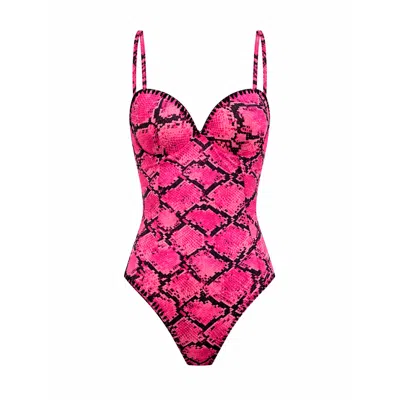 Chiarella Women's Pink / Black Gaia Swimsuit – Pink Cobra Print In Pink/black
