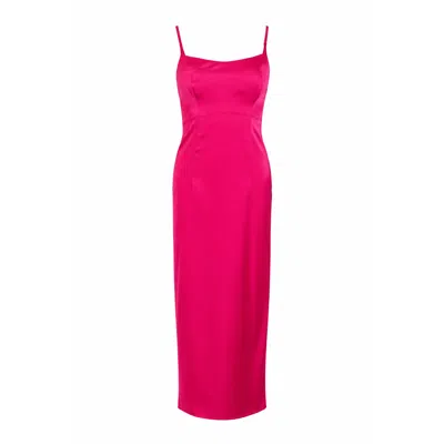 Chiarella Women's Pink Sasha Satin Midi Dress- Fuchsia