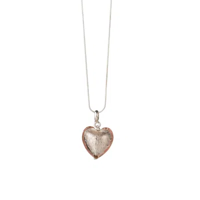 Chiarella Women's Pink / Silver Murano Heart Magic Necklace -  Silver Rose In Multi