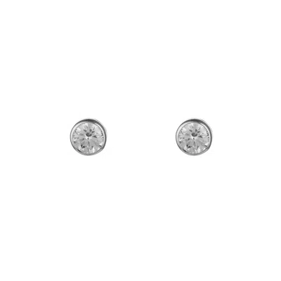 Chiarella Women's Silver Bezel Zircon Earrings