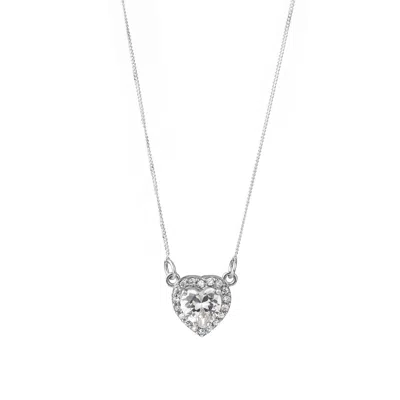 Chiarella Women's Silver Central Heart Necklace- White