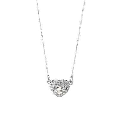 Chiarella Women's Silver Multi-zirconia Necklace - Translucent White