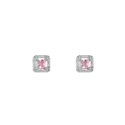 Chiarella Women's Silver / Pink Pink Spark Earrings