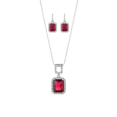 Chiarella Women's Silver / Pink Set Pasión - Fuchsia: Neclacke + Earring In Multi
